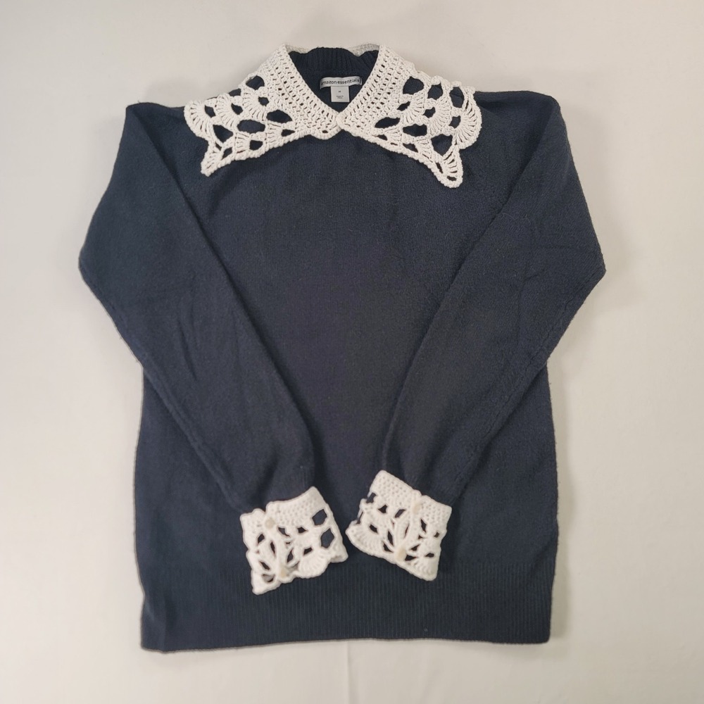 Handmade Crochet Detachable Collar Cuffs Set‎ Cottagecore Dark Academia Sweater